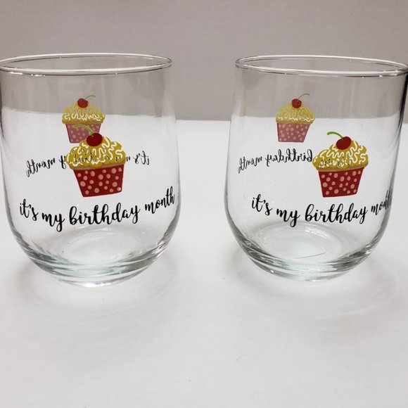 Greenbrier International, INC Other - A set of 2 It's My Birthday Month stemless glasses